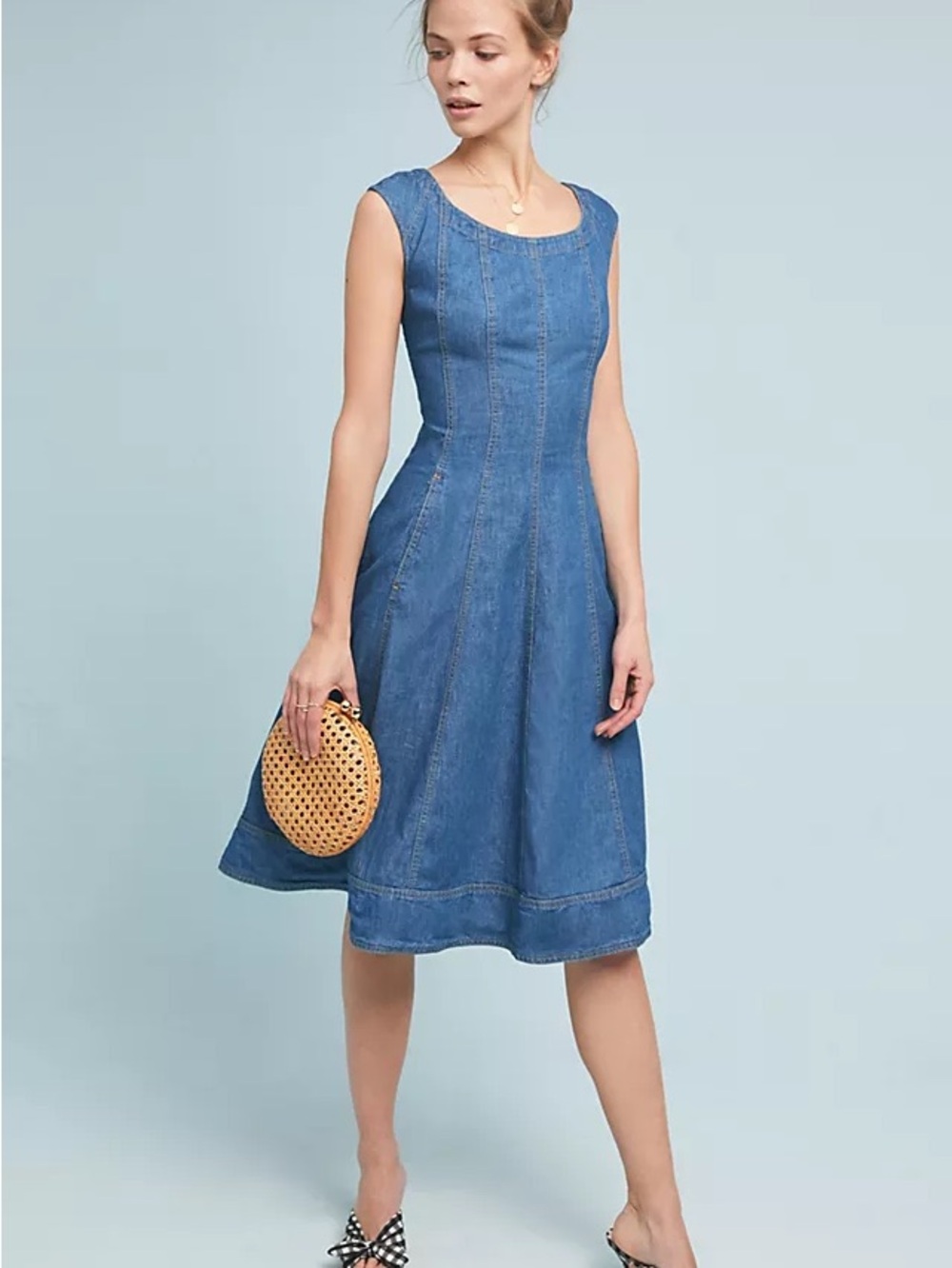 Anthropologie Pilcro and the Letterpress Blue Sleeveless Denim Midi Dress